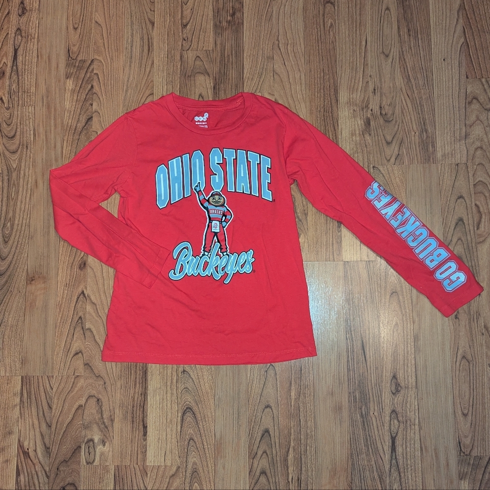 Ohio State University Brutus Buckeye Boys T-Shirt in Red and Gray, Size …